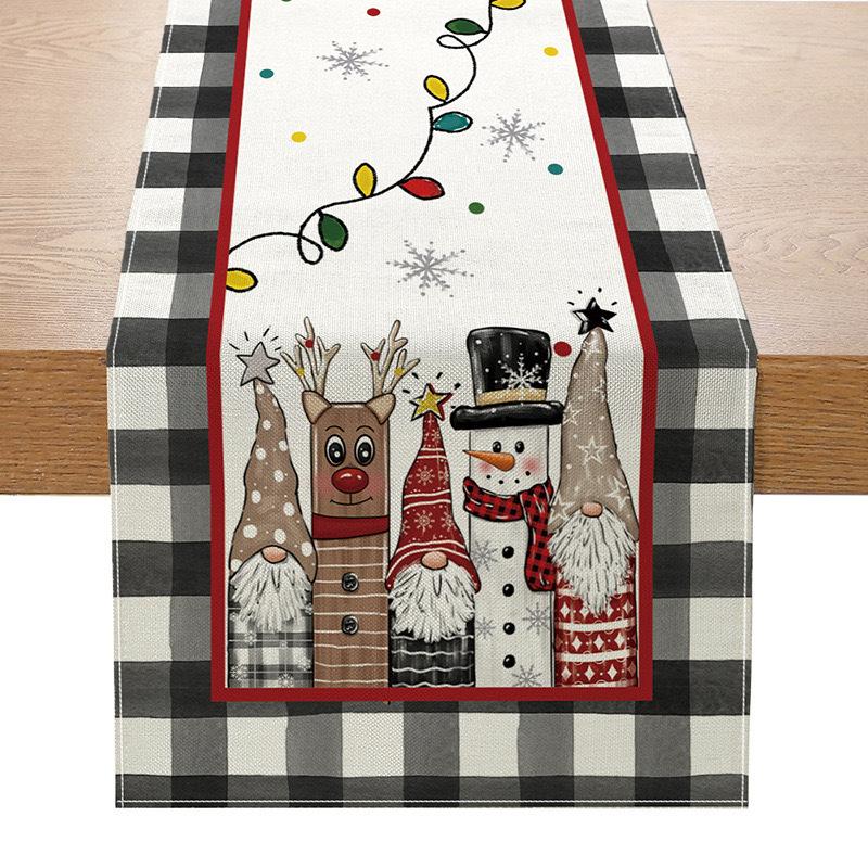 Amazon Weihnachts-Tischläufer Leinen Druck Festlich Küchentisch Tischdecke Wohnzimmer Tischdecke