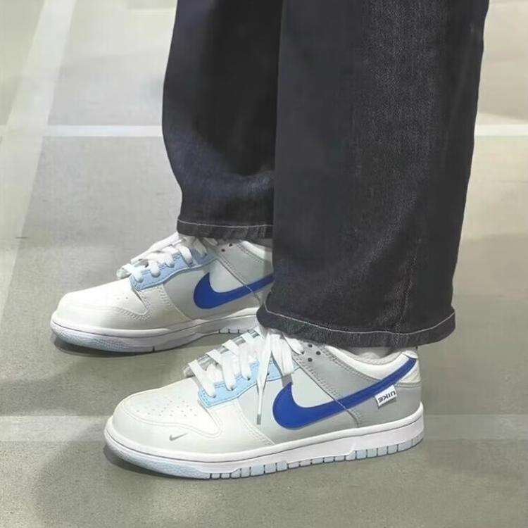 Nike Dunk Low GS Just Stitch It -  Hyper Royal Kids Sneakers Cream Ivory White FB1843-141