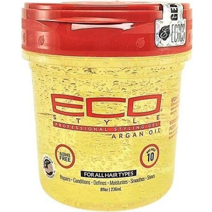 Gel - Eco Styler - Huile d'Argan - 8oz - Sans Parabène - Brillance Pour Tous Types De Cheveux