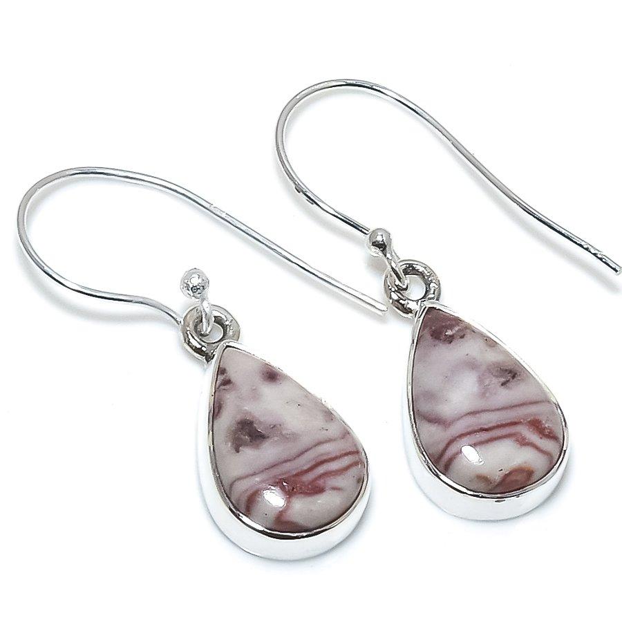 Natural Rosetta Jasper Gemstone 925 Solid Sterling Silver Earring 1.25" v8s12