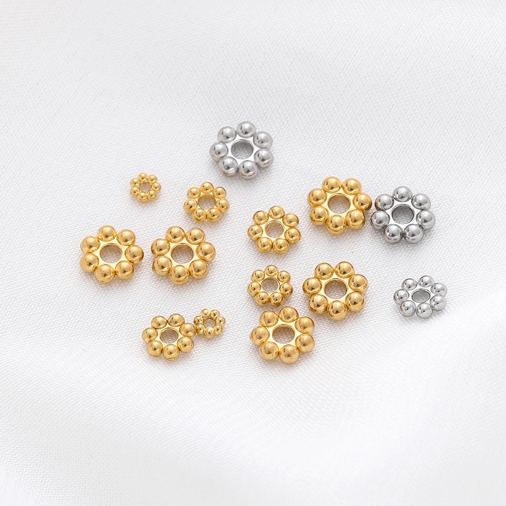 30Pcs Stainless Steel Flower Spacer Bead Snowflake Spacer Beads Charms Pendants for DIY Bracelets Jewelry Making Accessories