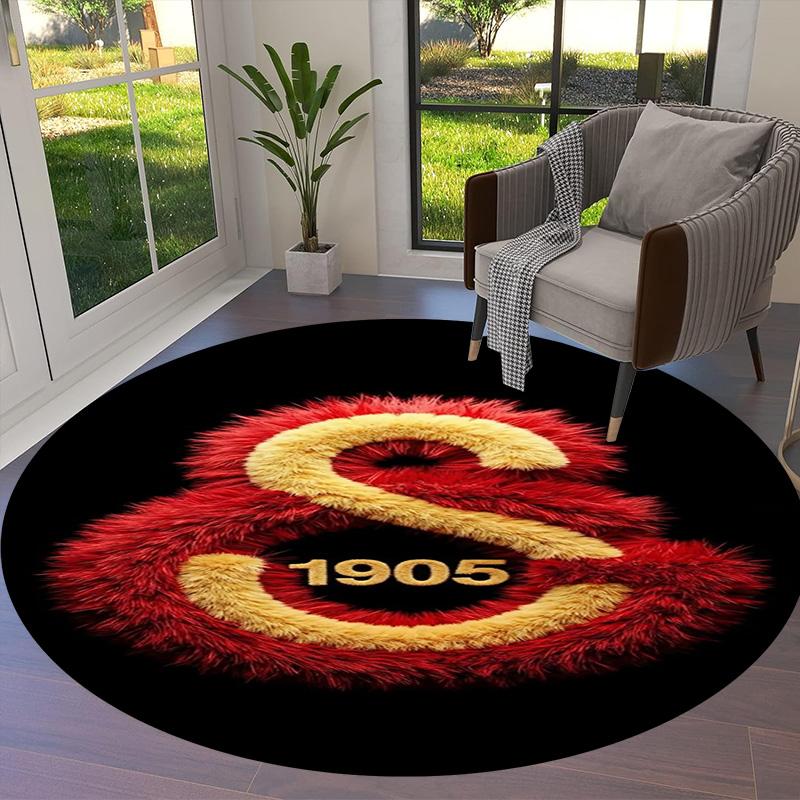 Galatasaray S Round Area Rug,Carpet Rug for Living Room Bedroom Sofa Playroom Decor,Non-slip Floor Mat