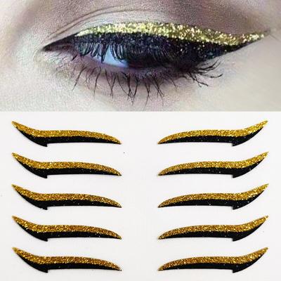 5 çift Sahte Glitter Eyeliner Etiket Kendinden yapışkanlı Parti Makyaj Eyeliner Etiket Sihirli Çift göz kapağı bandı Kedi Göz Makyaj Kozmetik Araçları