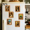 DIY Home Decor Accessories Funny Small Wooden Fridge Magnet Picture Frame, Vintage Oil Painting Pattern Modern Office Storage Magnetic Refrigerator