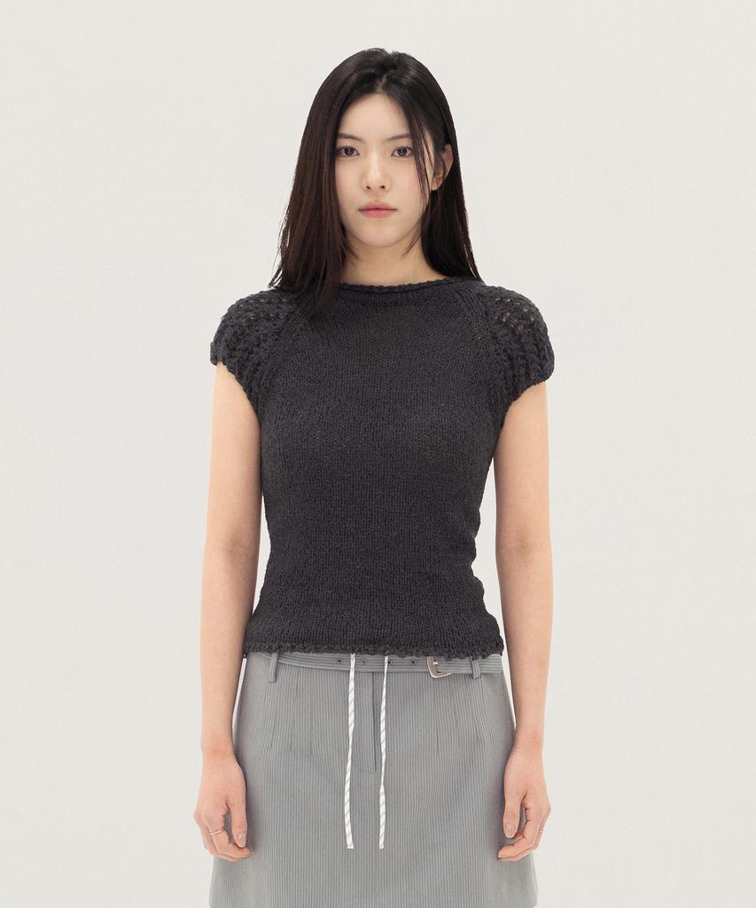 GROVE Jace Net Half Sleeve Knit (Charcoal)