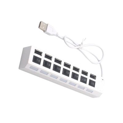 USB2.0 Splitter 7 Port USB Splitter USB2.0 Charging Port with Individual Switches Power Adapter for PC Laptop Accessorie