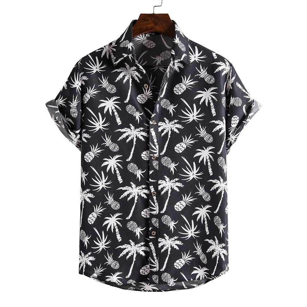 New 2025 Spring and Summer Men's Beach Shirt Hawaiian Short-sleeved Flower Shirt Men's E-commerce Supply
