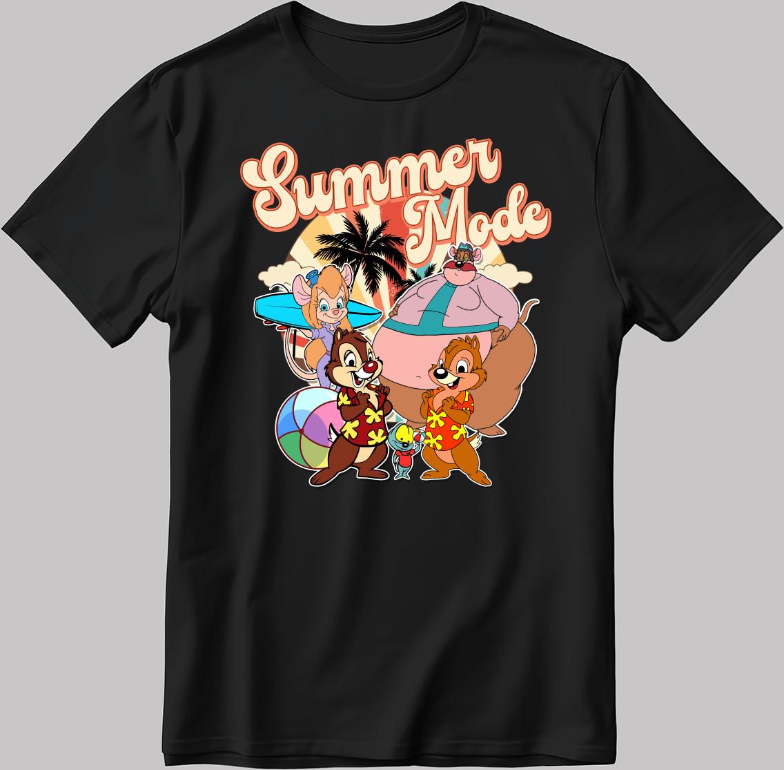 Summer Mode Chip n Dale Short Sleeve White-Black Men s-Women s T Shirt C519 L