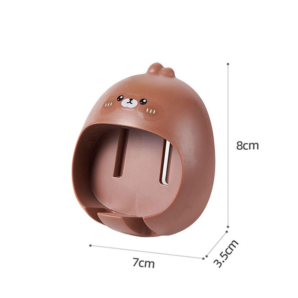 

Double Hole Cartoon Toothbrush Holder Plastic Toilet Placement Bracket for Home коричневий