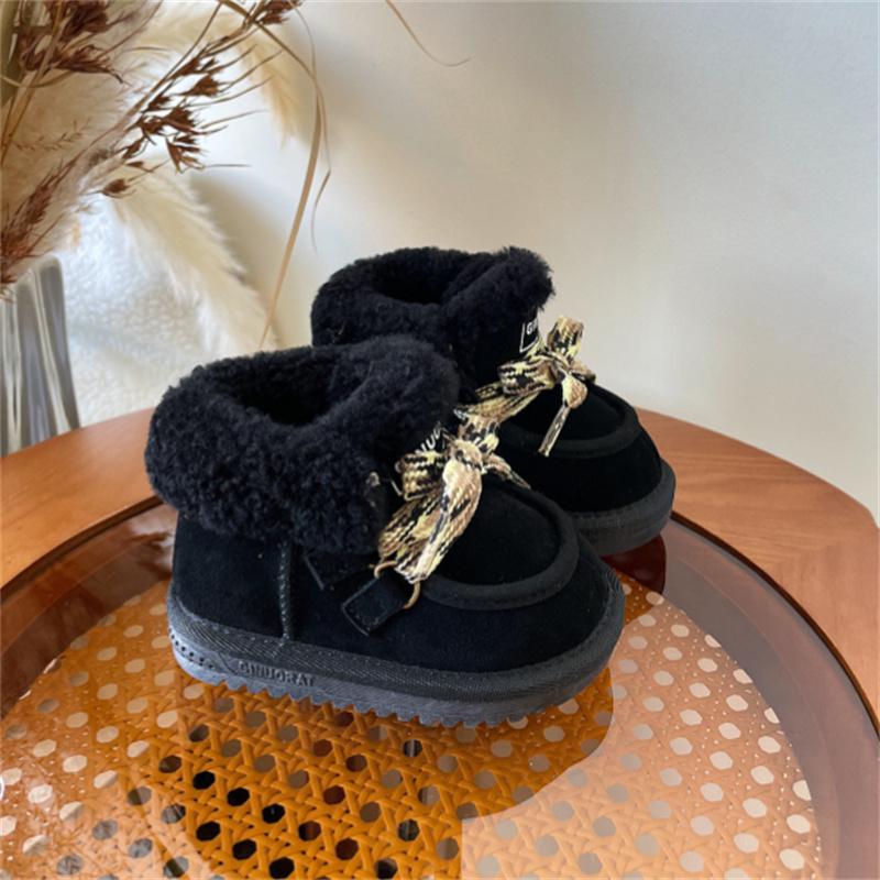

Winter Baby Boots Leather Warm Plush Girls Shoes Soft Sole Toddler Children Snow Boots 16-25 24 чорний