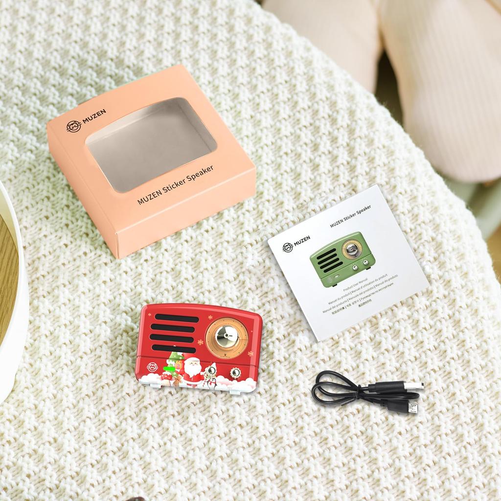 MUZEN PETA Bluetooth Speaker, Magnetic Mini Speaker, Santa Christmas, USB C Charging, Compact, Ultra-Lightweight, Cute, Retro Design (Christmas Red)