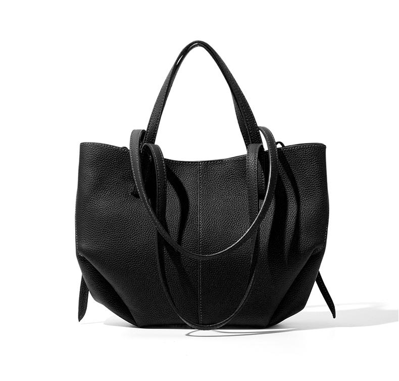 Top-Grain Cowhide Leather Large-Capacity Women's Tote Bag, Versatile Minimalist Smiley Face Handbag Bag Luxury Designer Wing Bag