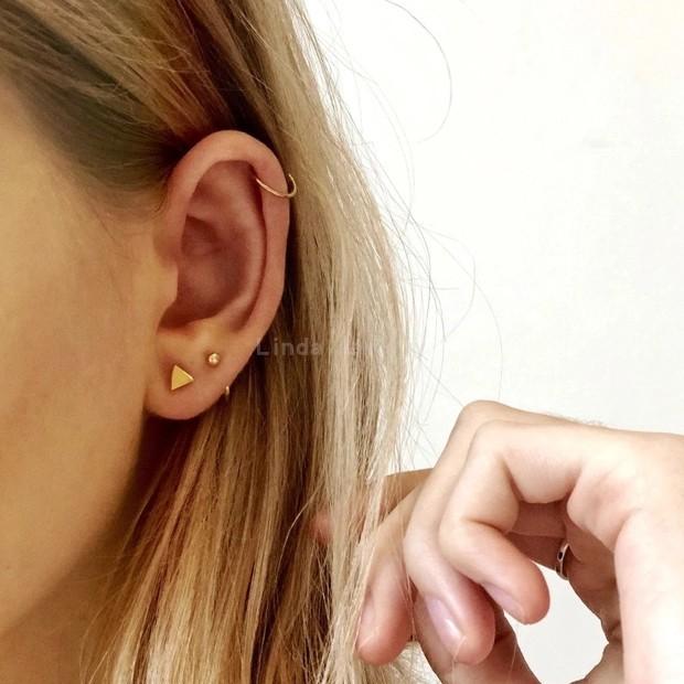 Minimalist Ball Huggie Hoop Threader Earrings In Sterling Silvers or 14Kc Golds, Pull Through Open Hoop Earrings