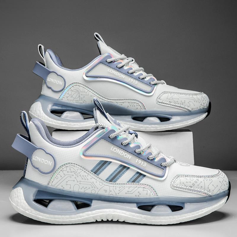 Leather men s sneakers, new popcorn soft-soled shoes, lightweight shock-absorbing thick-soled waterproof and non-slip running shoes 37