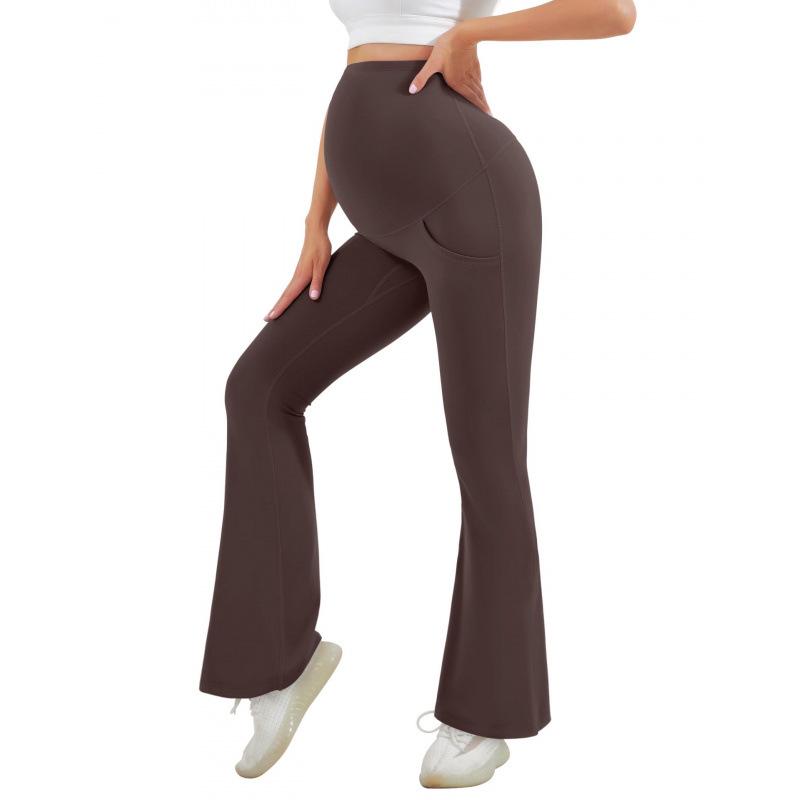 European & American High-Waisted Maternity Support Pants, Nylon Stretch, Micro-Flare, Plus Size, Versatile Outerwear JL13