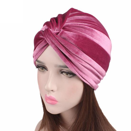 Turban Cap Solid Color Cross Shape Lady Stretchy No Brim Indian Turban Hat for Spring Autumn Winter