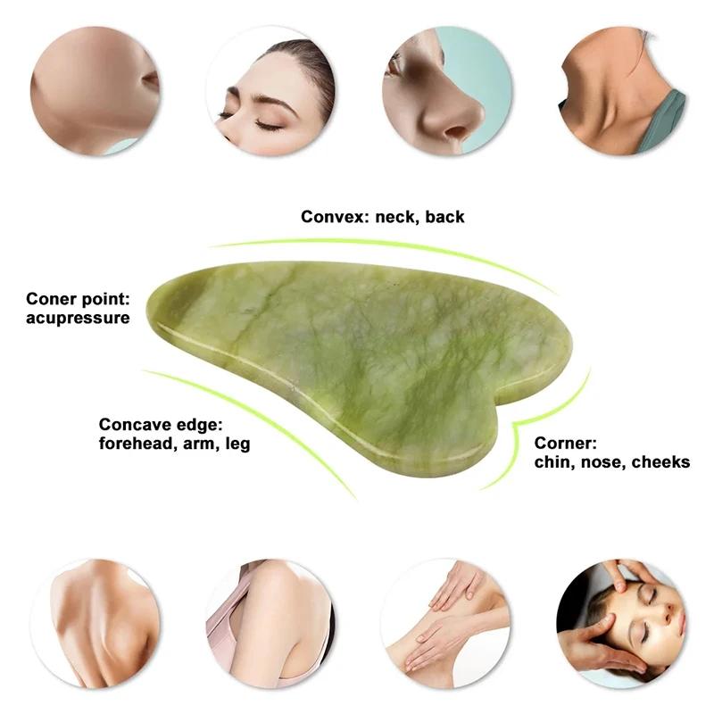 Gua Sha Facial Tool For Self Care, Natural Jade Stone Guasha Tool For Face And Body Care, Beauty Tool Gift