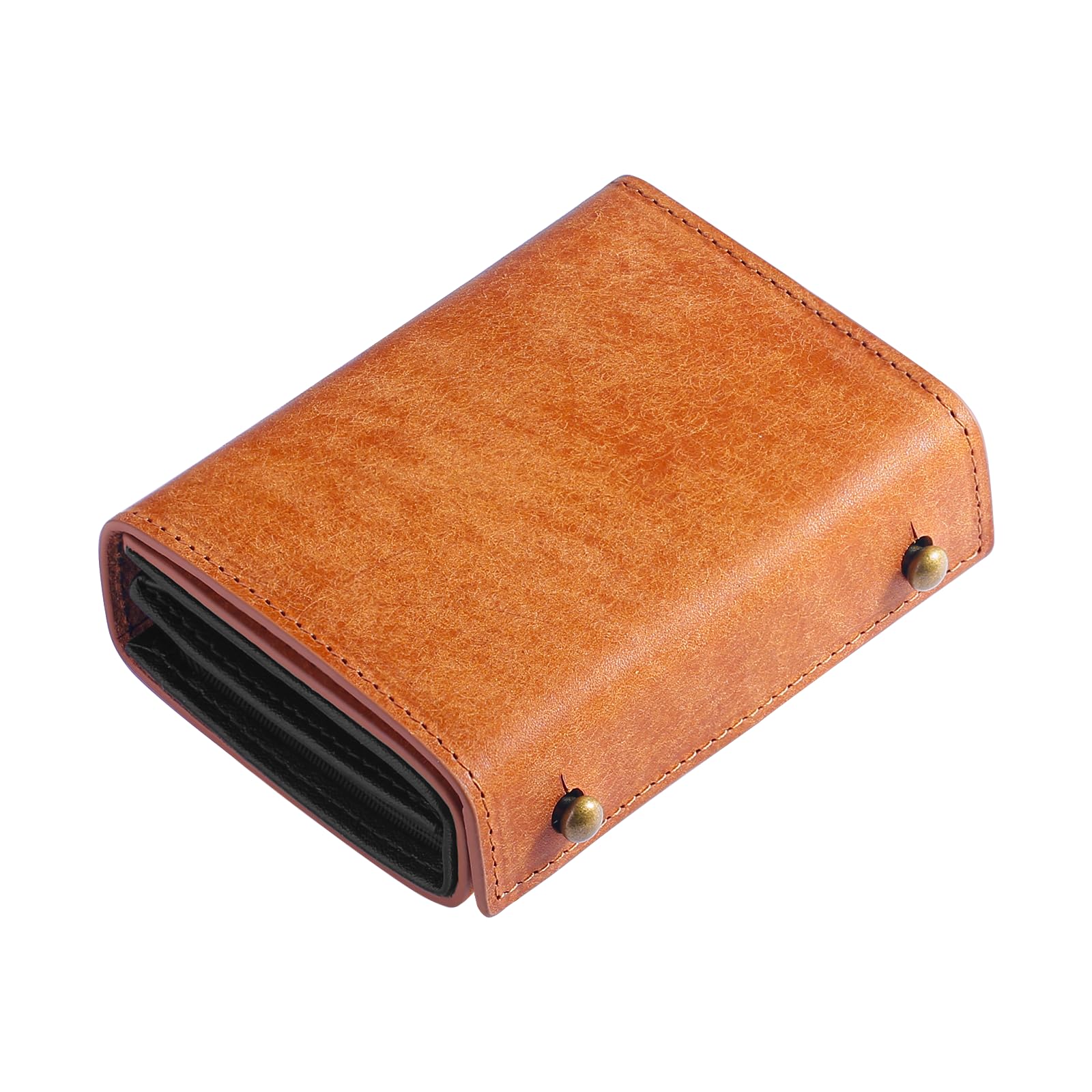 

REENEW Men s Pueblo Italian Leather Bifold Wallet with Box-Shaped Coin Purse, L-Shaped Wallet (Brown)