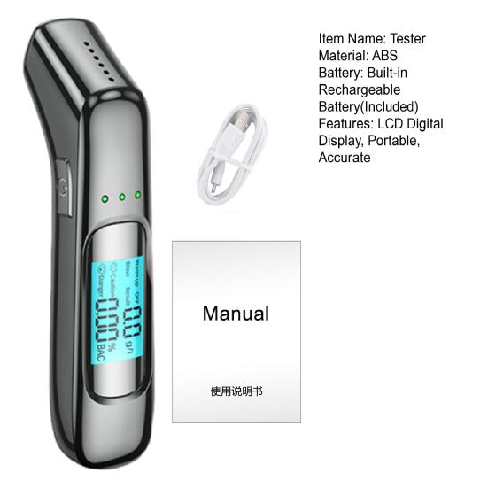Breathalyzer Tester with LCD Digital Display 0.000-0.199% USB Rechargeable Portable Pocket Non-Contact Tester Accurate