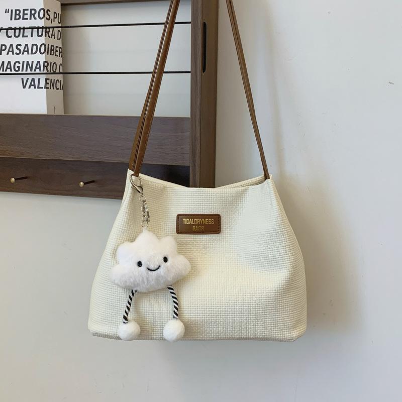 

Women s Faux Leather Bucket Bag Elegant Office Commute Tote Shoulder Handbag коричневий
