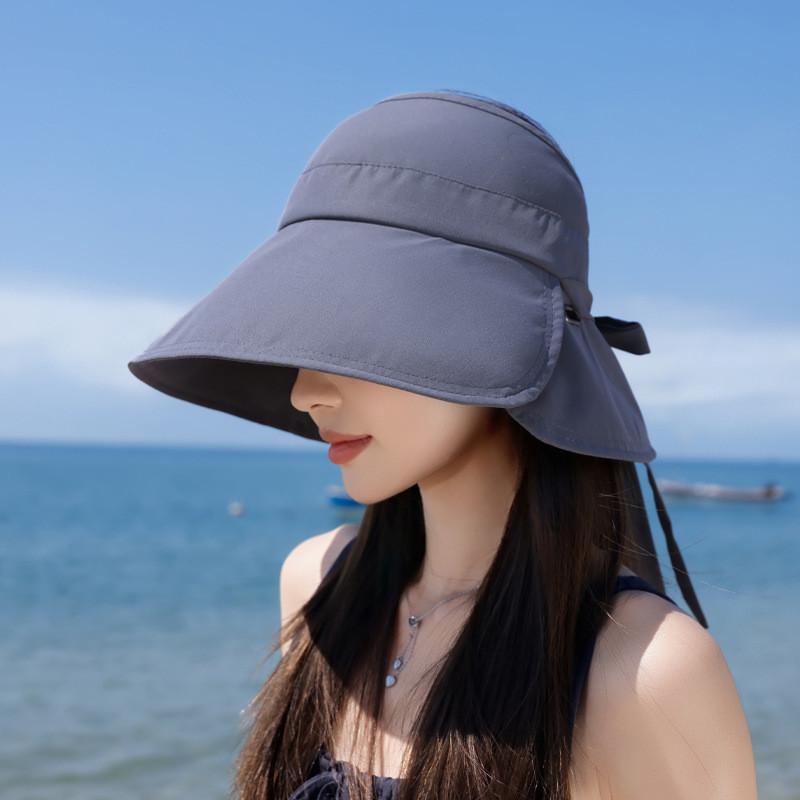 Wide Summer Brimmed Sun Protection Hat With Bow Decoration For Daily Outdoor