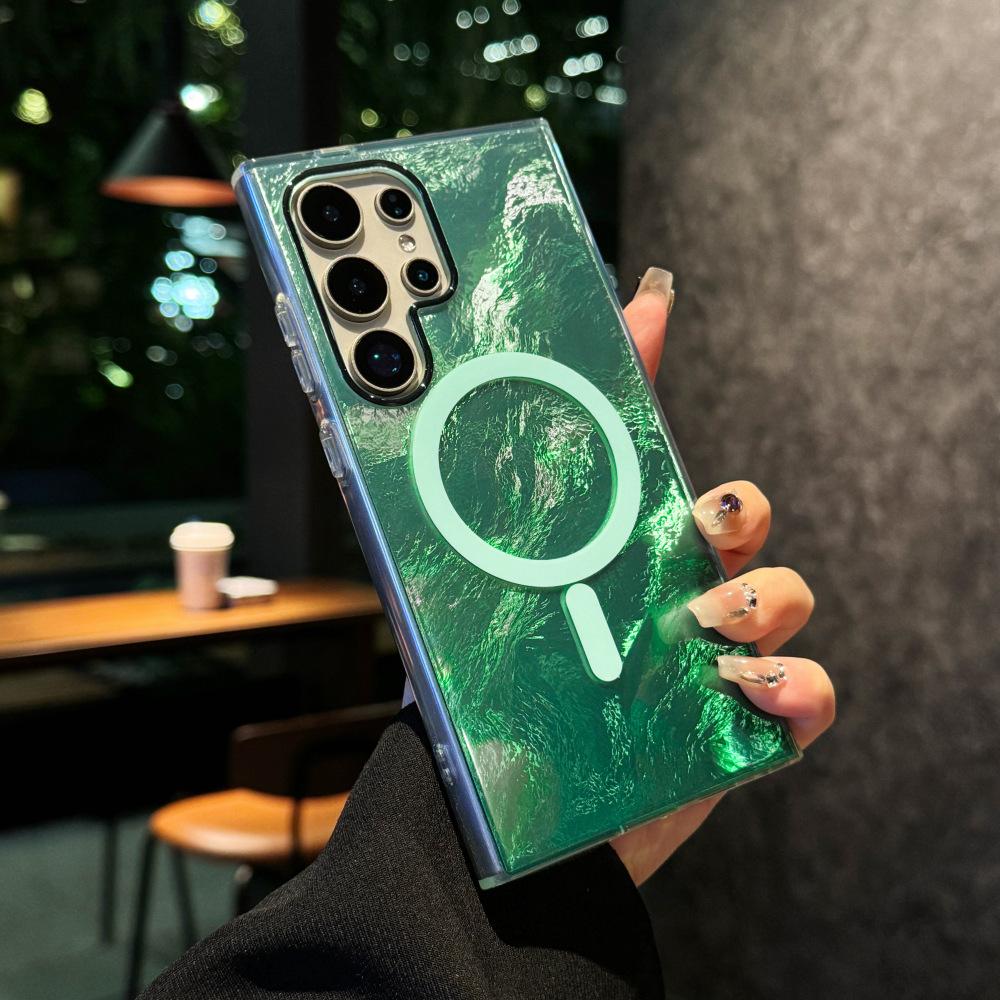 Applicable To Samsung S25 Ultra Mobile Phone Case New S24FE Glacier Pattern Gradient Wireless Magnetic Absorption S23plus Protection Case