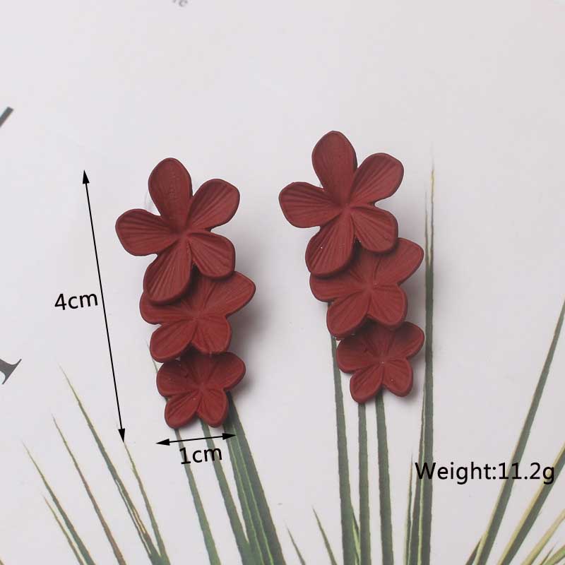 New Wine Red Geometric Hanging Earrings for Women Metal Pendants Dangle Earrings Red Color Exaggerated Drop Earrings aretes