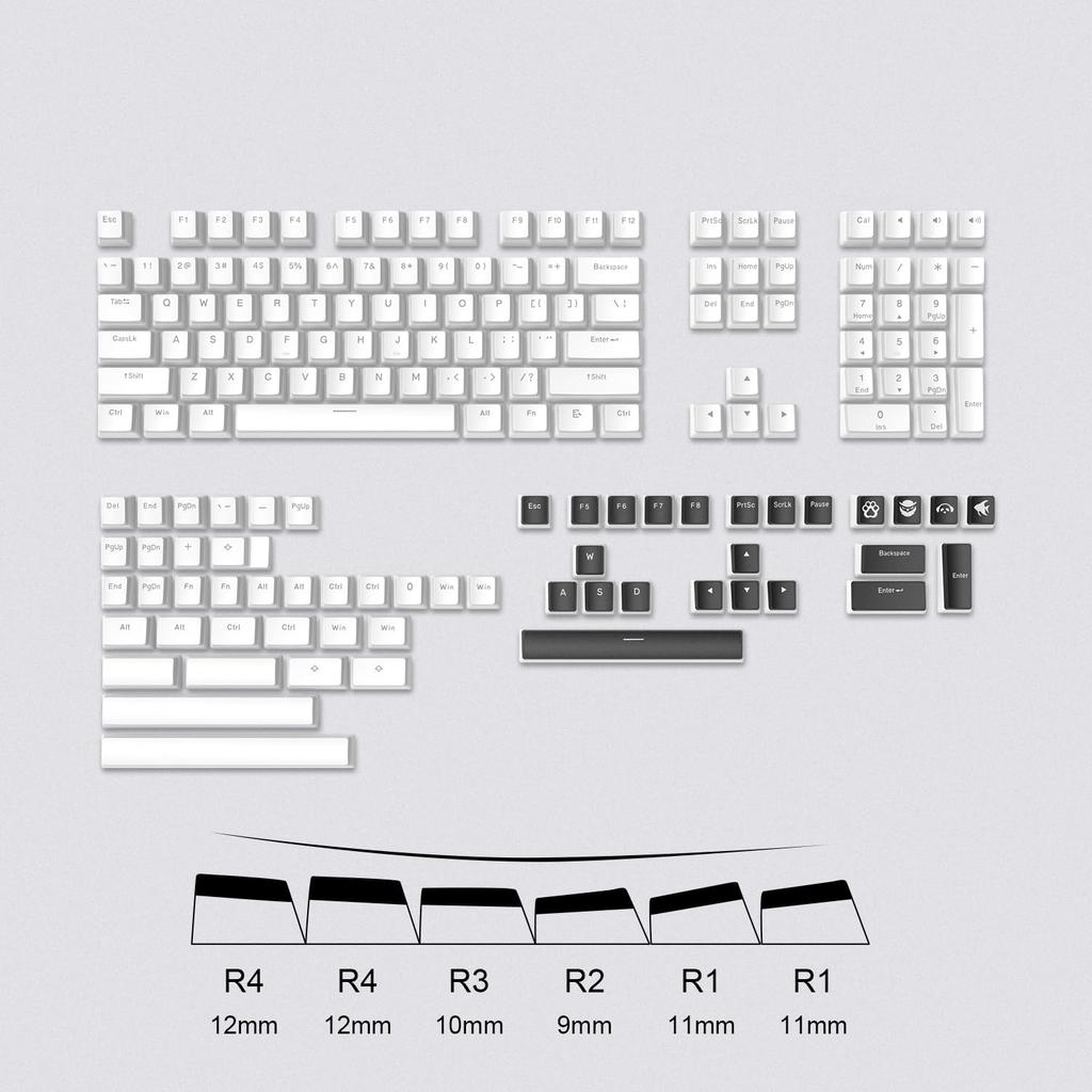 Womier 165-Key Keycap Set, PBT Keycaps, 141 Keys + 24 Keys, Custom Keycaps, OEM Profile, Compatible with 60%, 65%, 75%, and 100% Keyboards,