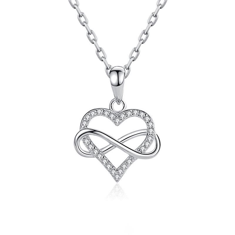 Eternal Heart Necklace: Copper-Plated Diamond Peach Heart Pendant for Women