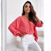Women's Simple Loose Half-open Collar Single-breasted Long-sleeve Solid Color Shirt