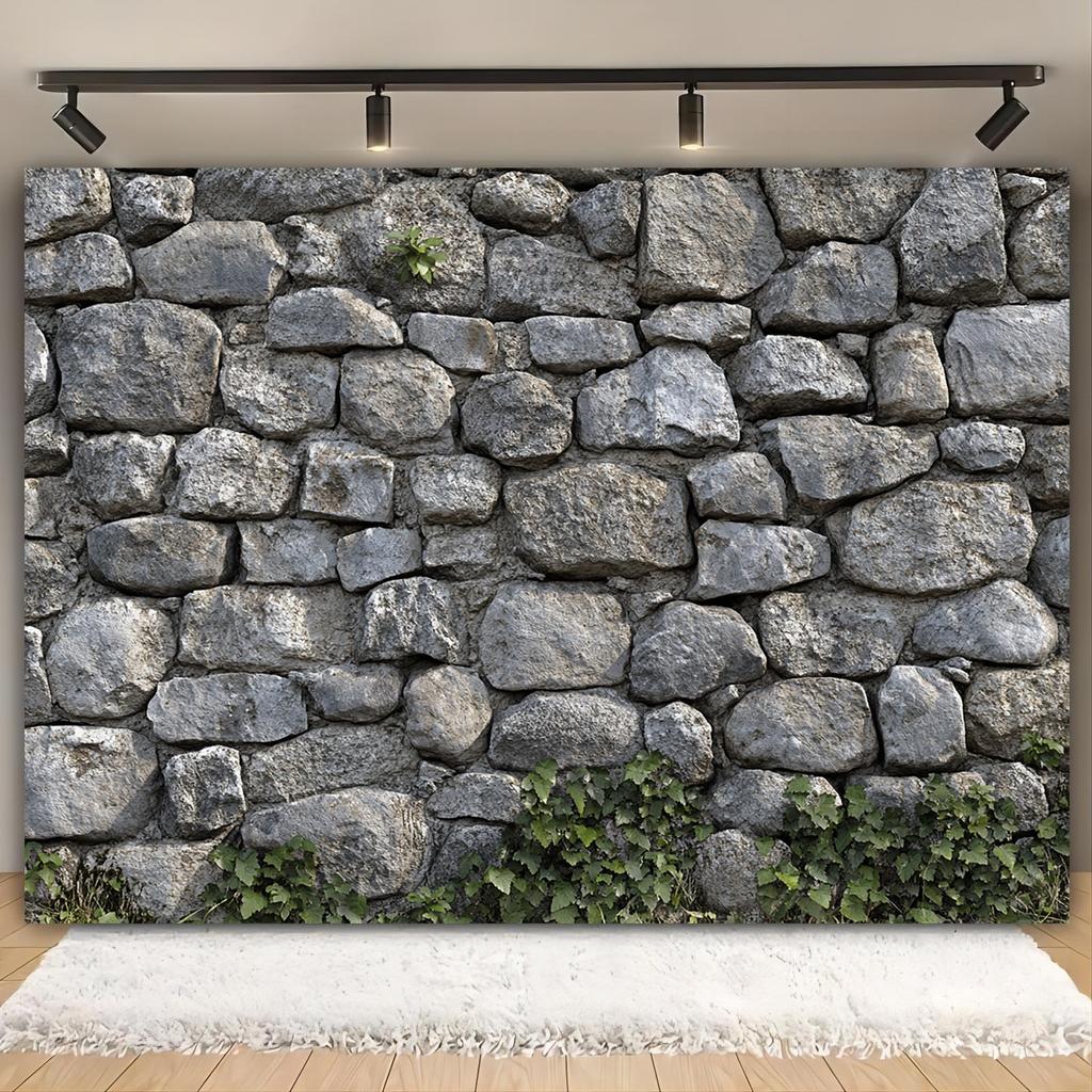 Retro Stone Brick Wall Background - A Multi-functional Polyester Background Suitable for Family Teenage and Adult Portraits