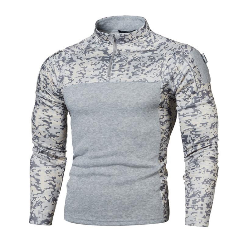 Outdoor Fitness Camouflage Jogging Pullover Men's Long Sleeved Camouflage Casual Stand Up Collar Pullover