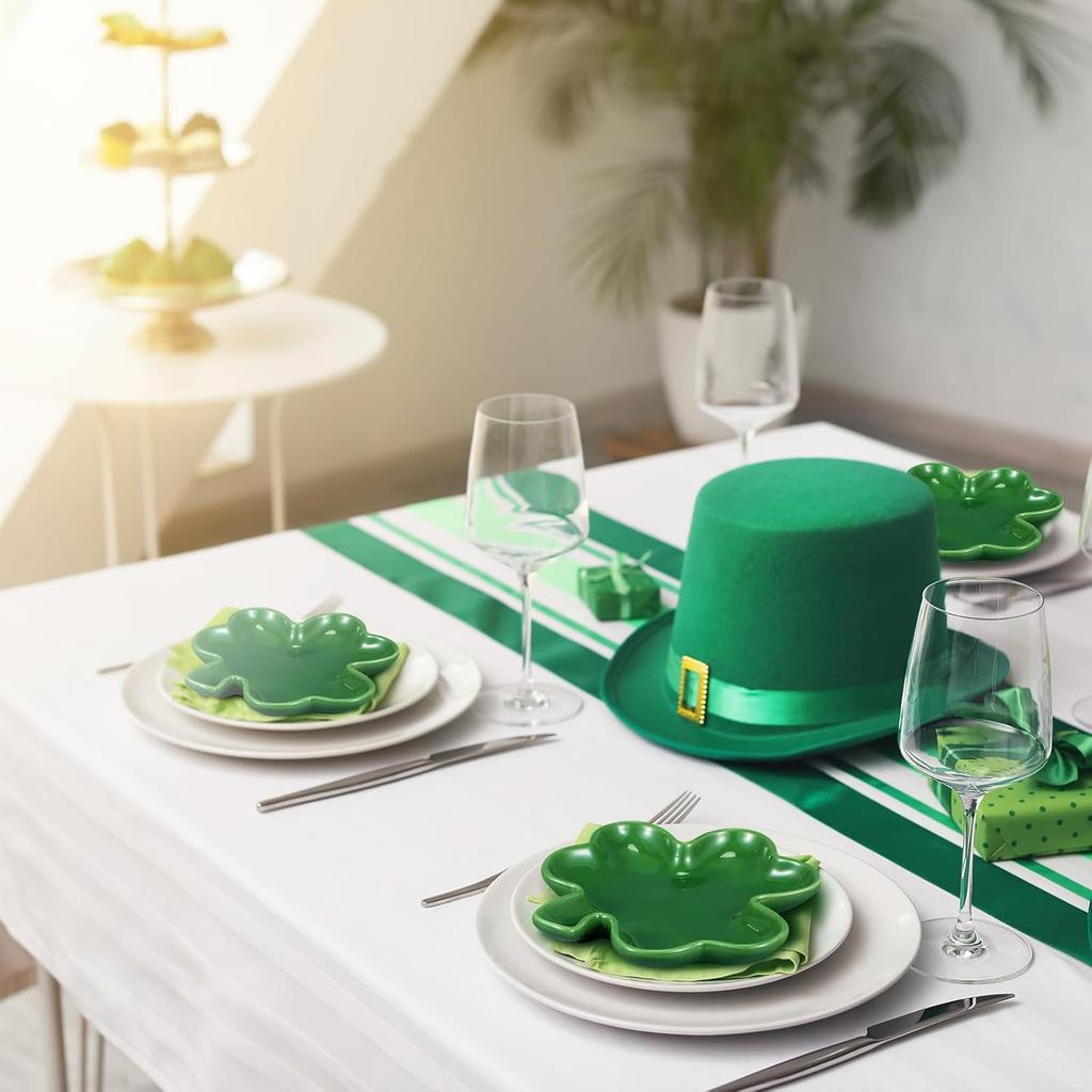 4 Pcs 5.91'' St. Patrick's Day Ceramic Shamrock Candy Dish Shamrock Shaped Plate St Patricks Day Platter Three Leaves Shaped Platters Clover Serving
