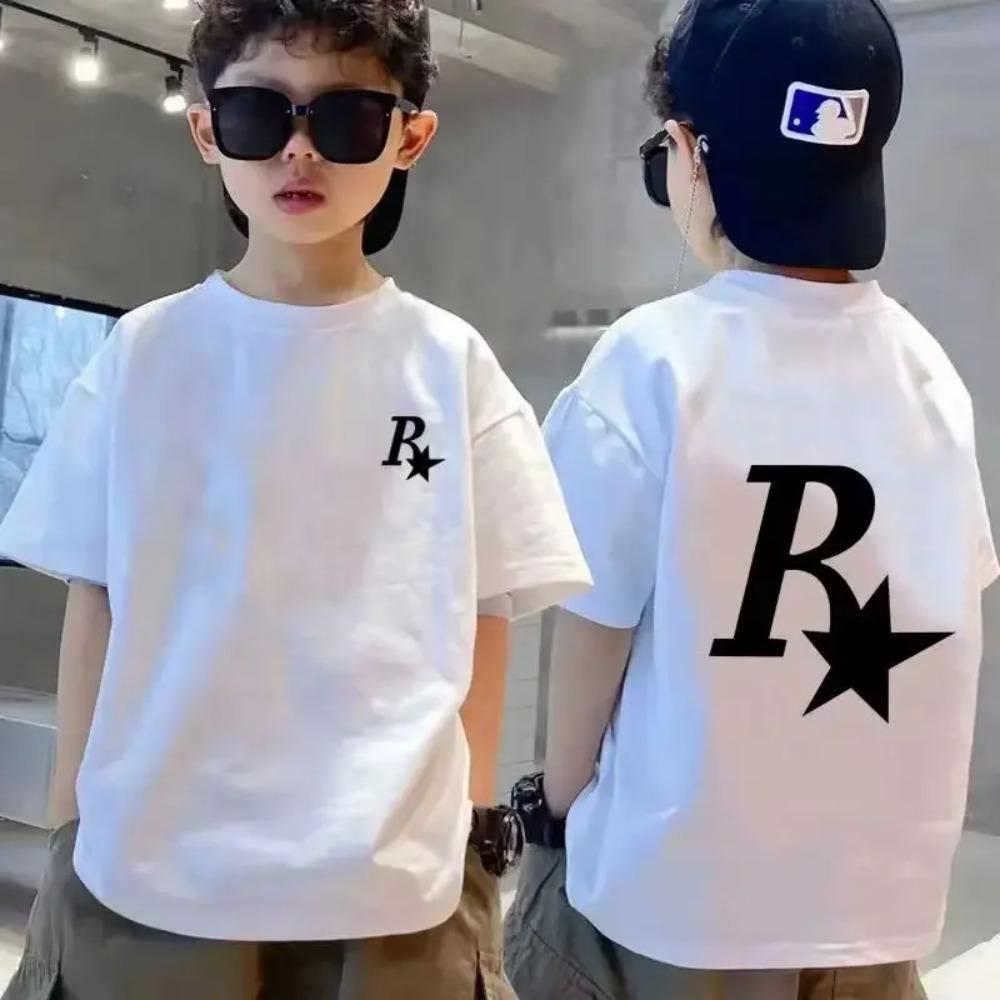 Children's and Teen Summer Printed T-Shirts for Boys and Girls, Short Sleeve, Kids' Sizes, Unisex Children's Tops