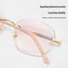Elegant Frameless Diamond-Cut Reading Glasses for Women: Ultra-Light, Fashionable, Anti-Blue Light, Fine Glitter Design.