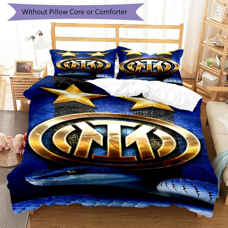 FC. Set Copripiumino con Fantasia Stampata Internazionale Milano – include 1 copripiumino e 2 federe coordinate Decorazione per la camera da letto Regali di Natale