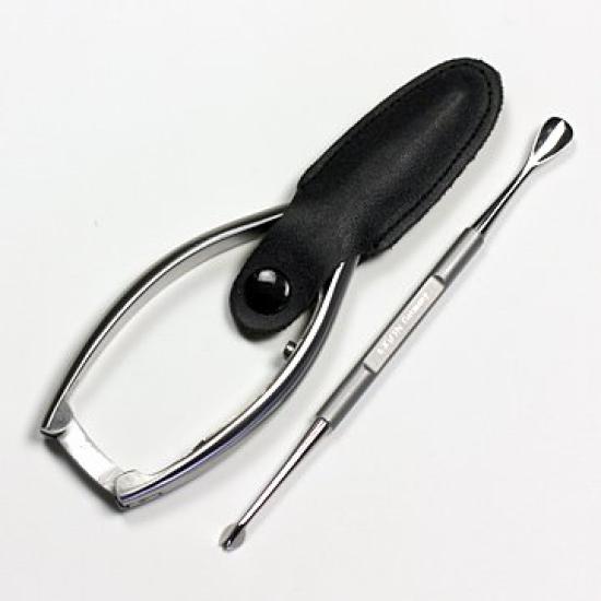 AXiON Cuticle Nipper Cuticle Snip Leather Blade from Germany + Pusher/Cuticle (with Cover) Solingen, #slg008967fba
