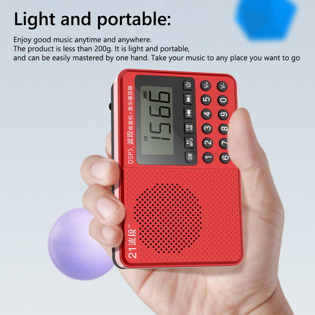 Dual Antenna Full Band Elder Radio FM/AM/SW Handheld MP3 Player LED Digital Display 2.1 Channel Support USB Stick/TF Card
