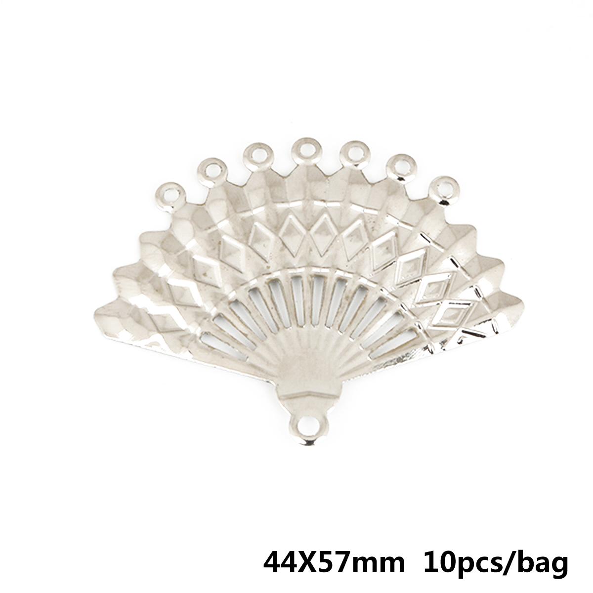 

10 шт. Шарм Павлиний месяц Подвеска-цветок DIY Аксессуары Фурнитура для изготовления ювелирных изделий 16 44×57mm серебряный