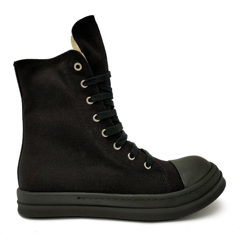 Quality Designer High Top Board Shoes Thick Sole Brand  Heightened Black Shoes Versatile Canvas Shoes Women's Boots