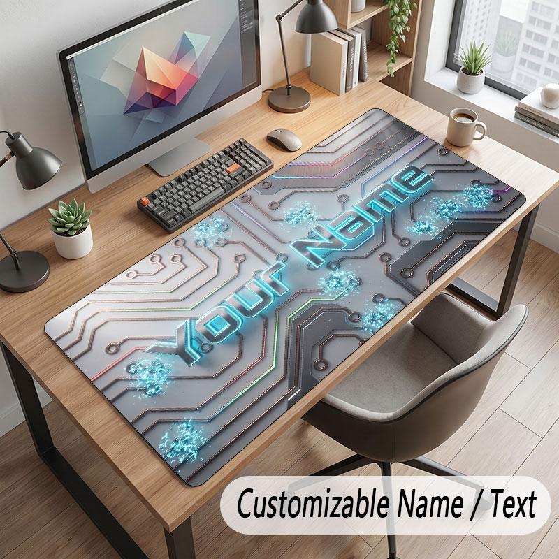 City Cyberpunk Theme Customized Mouse Pad Personalized Print Name Text Desk Mat For Home Office Table Decor