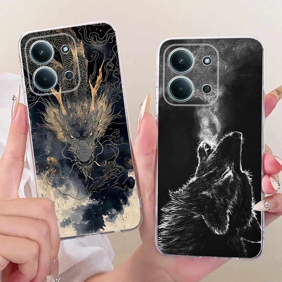 For Xiaomi Redmi 15C 4G Cool Dragon Tiger Pattern Phone Case For Redmi 15C 4G Soft Silicone TPU Covers Bumpers