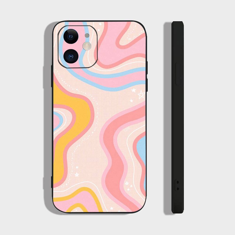 Colorful Waves Phone Case For IPhone 17 Air 16 15 14 13 Pro Max 11 12 Black Silicone Cover