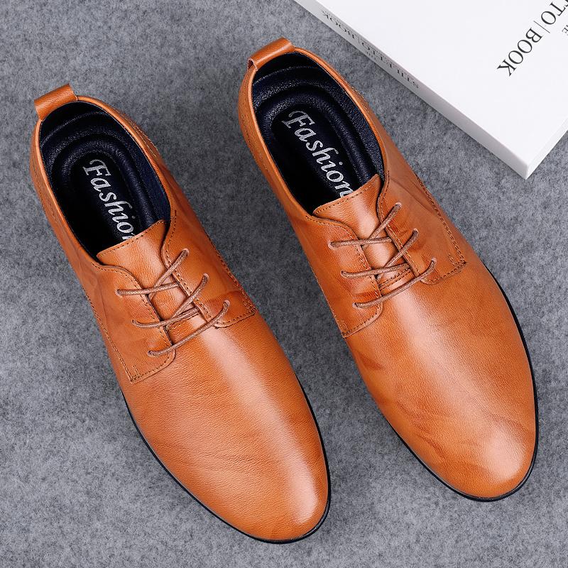 Fashion Classic Casual Leather Men's Oxford Shoes Hot Sale Men Casual Shoes Soft Lace-up Formal Dress Footwear Lightweight Derby Shoes