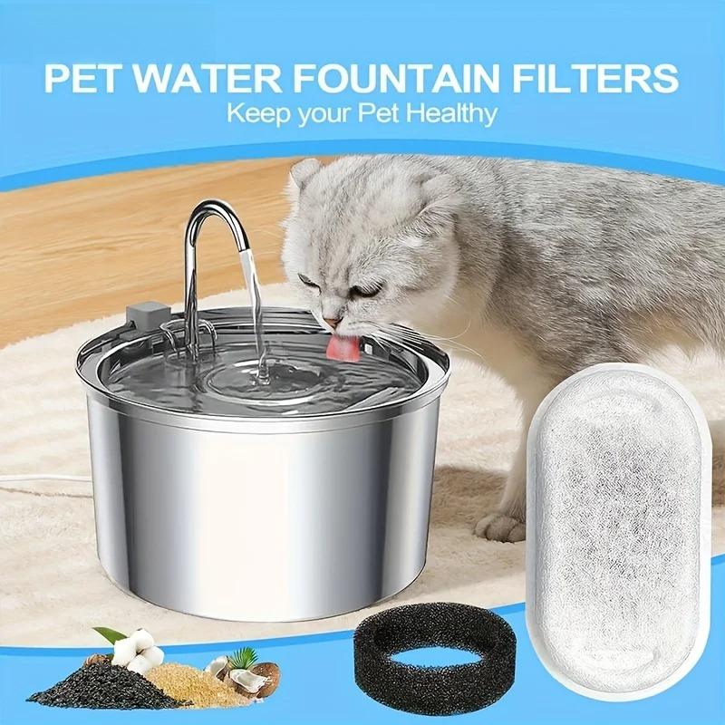 12/15PCS Activated Carbon Sponge Filters Replacement for Stainless Steel Cat Water Fountain Pet Dispenser