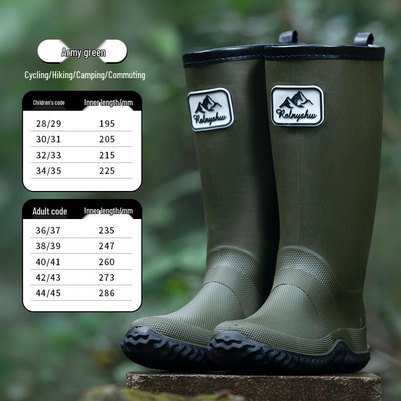 Foldable Waterproof Family Rain Boots - High-Top, Hiking, Camping, and Commuting Shoes for Parent and Child.