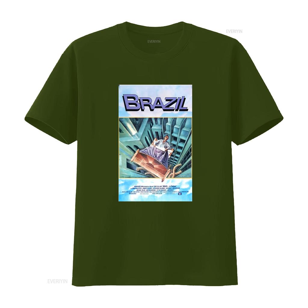 Retro Vintage Cult Movie Brazil Classic Poster Print Casual T Shirt Vintage Washed Versatile Fashion Top For Everyday Wear