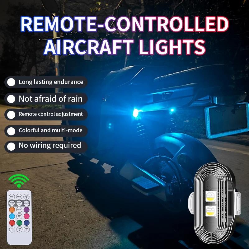 Bike Motorcycle LED Warn Lights RGB Strobe Light Car Bike Warning Light Wireless Remote Control Motor Night Safety Warning Light