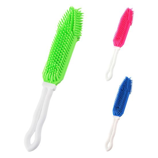 Yousheng štětec na koupání pro domácí mazlíčky s dlouhou rukojetí z měkkých gumových štětin Pohodlná masážní kartáč na péči o zvířata