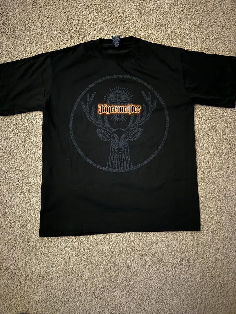 NOS Jagermeister Liquor T-shirt Mens Large Black Short Sleeve Stag Logo Alcohol XXL